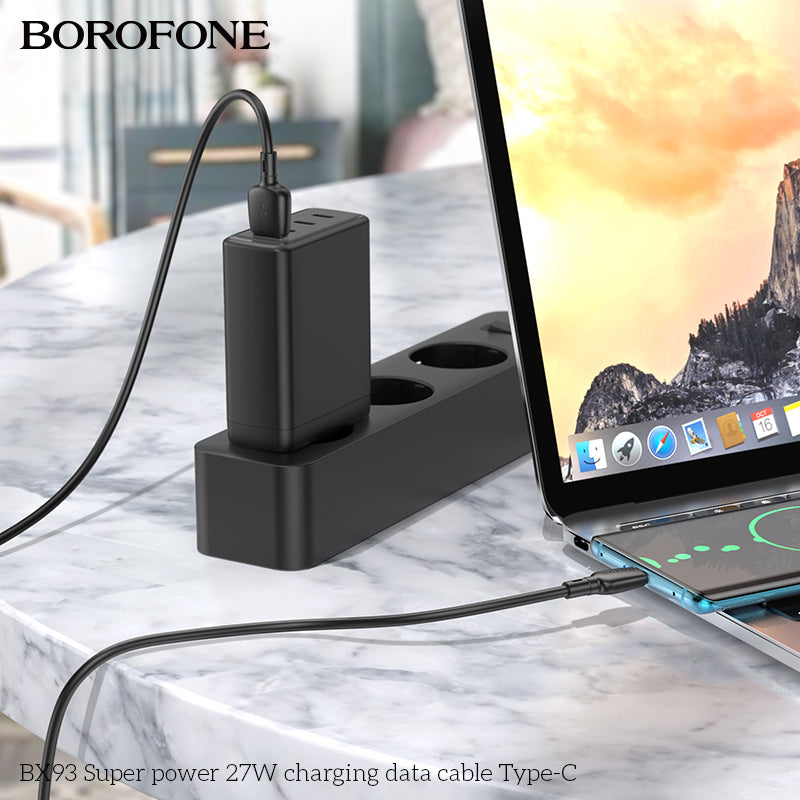 BX93 Super Power 27W USB Type-C Charging Data Cable for Android & Tablet