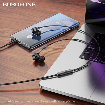 BM94 Sonar Universal Earphones with Mic – Clear Stereo Sound & Comfortable Fit