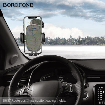 BH37 Route Suction Cup Car Phone Holder – Secure Push-Type Mobile Holder