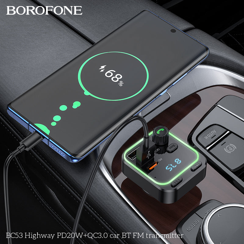 BC53 Highway Car Wireless FM Transmitter – Fast Charging & Crystal-Clear Sound