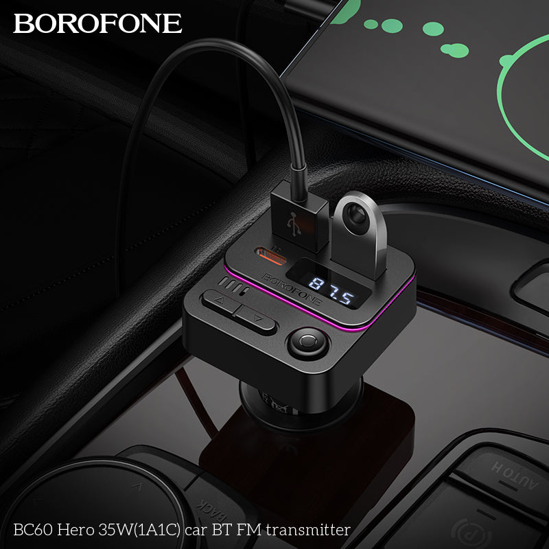 BC60 Hero 35W Car Bluetooth FM Transmitter – Powerful & Easy Wireless FM