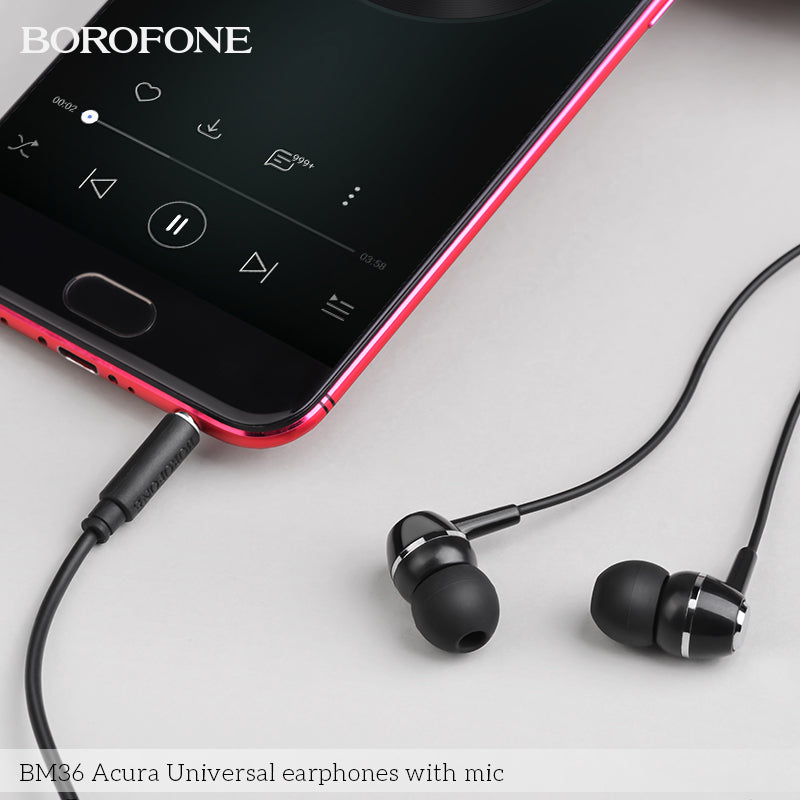BM36 Acura Universal Earphones with Mic – Heavy Bass & Clear Sound