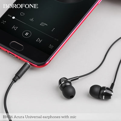 BM36 Acura Universal Earphones with Mic – Heavy Bass & Clear Sound