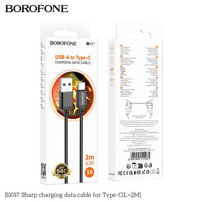 BX87 Sharp USB Type-C Charging Data Cable 2M Fast Charge
