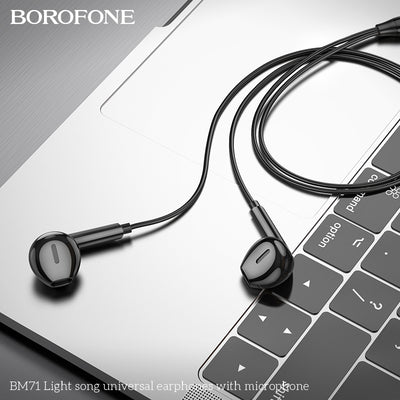 BM71 Light Song Universal Earphones with Mic – Lightweight & Clear Sound