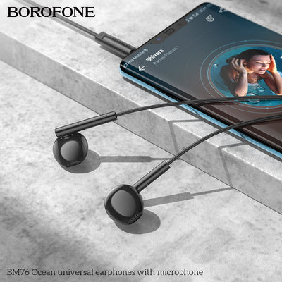 BM76 Ocean Universal Stereo Earphones with Mic – Deep Sound, Smooth Comfort