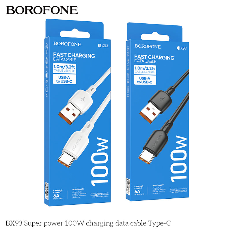 BX93 Super Power 100W USB Type-C Charging Data Cable for Android, Tablet & Laptop
