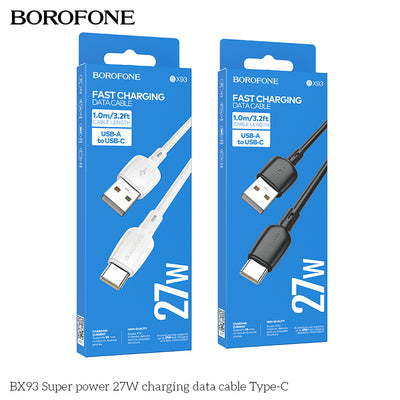 BX93 Super Power 27W USB Type-C Charging Data Cable for Android & Tablet