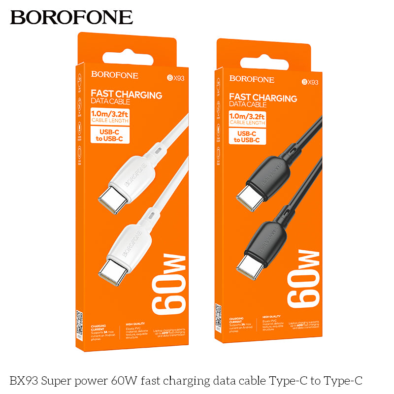 BX93 Super Power 60W USB-C to USB-C Fast Charging Data Cable for Laptop, Tablet & Phone