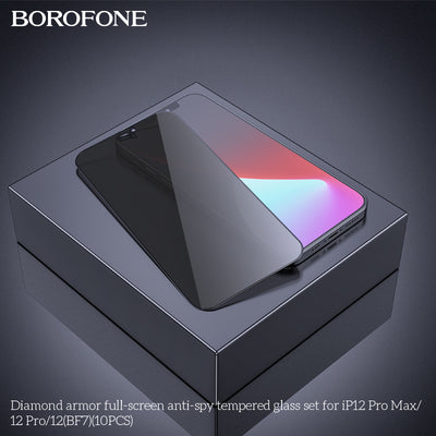 Diamond Armor Anti-Spy Tempered Glass for iPhone 12 / iPhone 12 Pro / 12 Pro Max (10PCS) – Full Screen Protector Set