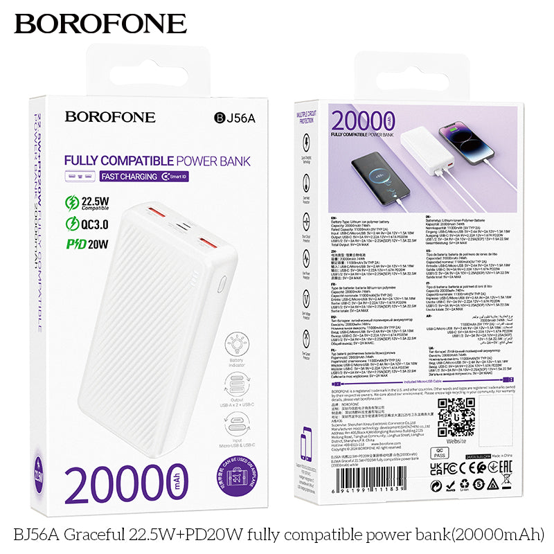 Graceful BJ56A 20000mAh Power Bank with PD – Fast, Light & Airline Approved