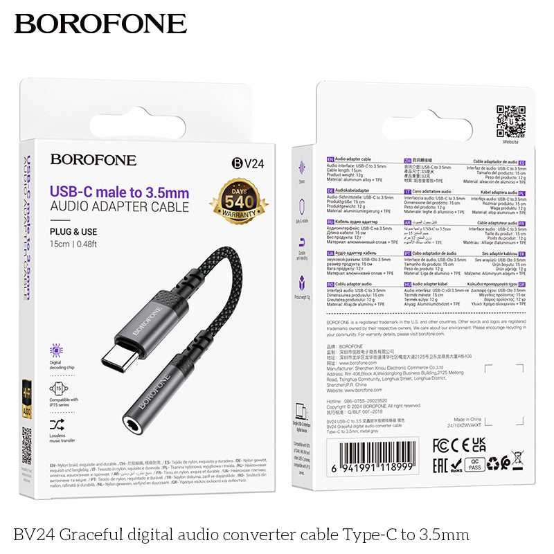 BV24 Graceful Type-C to 3.5mm Digital Audio Converter Cable – Clear & Powerful Sound