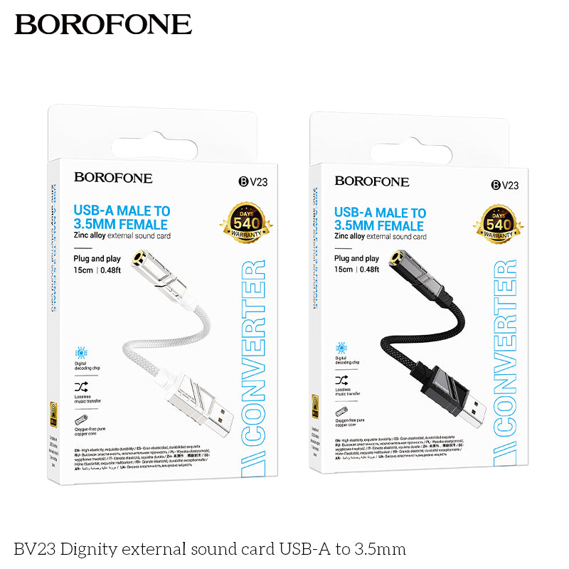BV23 Dignity External Sound Card USB-A to 3.5mm – Plug & Play Audio Adapter