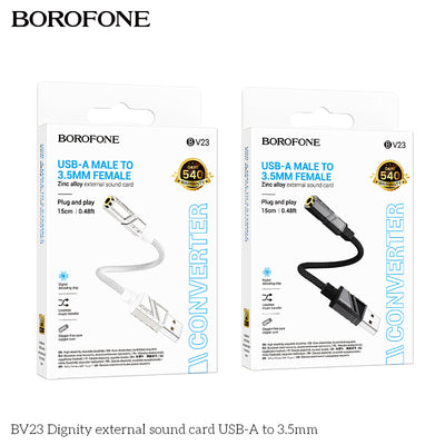 BV23 Dignity External Sound Card USB-A to 3.5mm – Plug & Play Audio Adapter