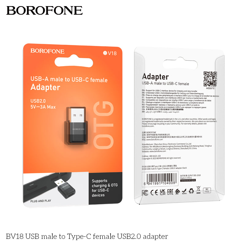 BV18 USB Male to Type-C Female USB2.0 Adapter – Easy Charging & Sync