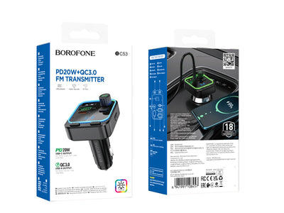 BC53 Highway Car Wireless FM Transmitter – Fast Charging & Crystal-Clear Sound