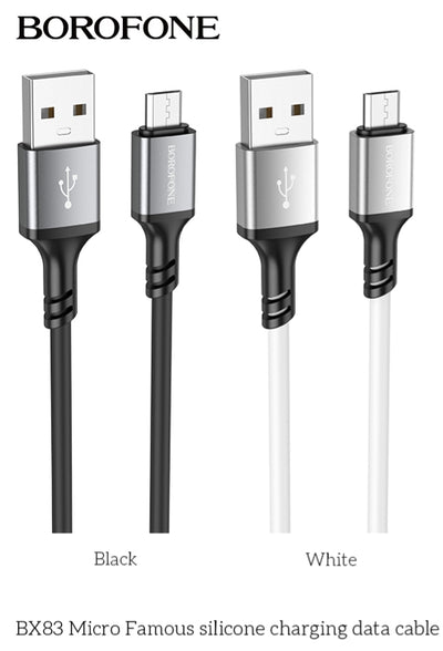 BX83 Famous Micro USB Silicone Charging Data Cable – Durable Fast Charger Lead