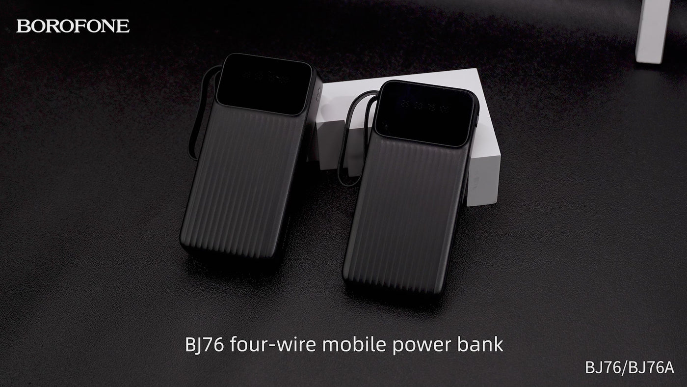 BJ76A Smart 20000mAh Power Bank with 4 Built-in Cables – Fast & Reliable